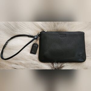 COACH black leather wristlet